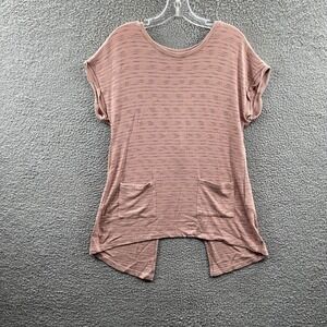 LOGO Lori Goldstein Womens Tunic Top S Ribbed Stripe Minimalist Relaxed Casual